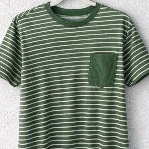 Tops - Green and White Striped T-Shirt